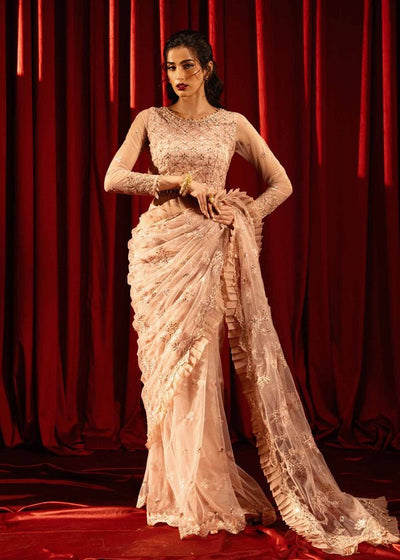 Paras by Pasha | Noor -e- Jahan Saree Collection | Shab-e-Gulabi-Brand:Paras by Pasha-Type:Ladies Clothes-Light Pink-Net-House of Maryam- Buy in UK, USA
