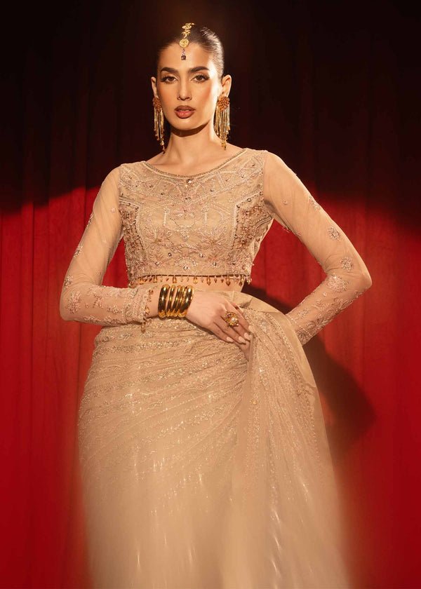Paras by Pasha | Noor -e- Jahan Saree Collection | Zar-e-Sahar-Brand:Paras by Pasha-Type:Ladies Clothes-Ivory-Net-House of Maryam- Buy in UK, USA