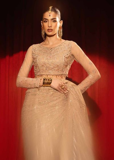 Paras by Pasha | Noor -e- Jahan Saree Collection | Zar-e-Sahar-Brand:Paras by Pasha-Type:Ladies Clothes-Ivory-Net-House of Maryam- Buy in UK, USA