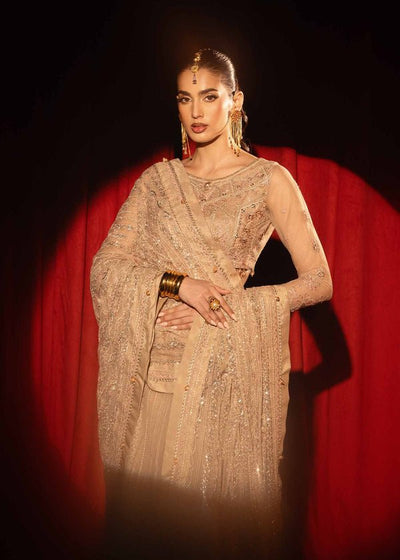 Paras by Pasha | Noor -e- Jahan Saree Collection | Zar-e-Sahar-Brand:Paras by Pasha-Type:Ladies Clothes-Ivory-Net-House of Maryam- Buy in UK, USA