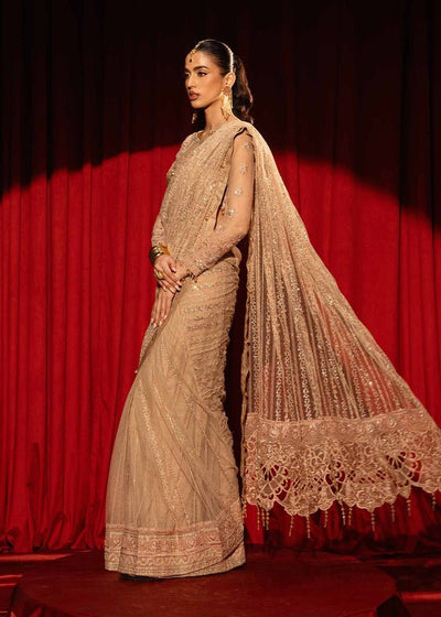 Paras by Pasha | Noor -e- Jahan Saree Collection | Zar-e-Sahar-Brand:Paras by Pasha-Type:Ladies Clothes-Ivory-Net-House of Maryam- Buy in UK, USA