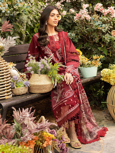 Parishay | Shangrila Luxury Lawn | SHR - 01-Brand:Parishay-Type:Ladies Clothes-Maroon-Lawn-House of Maryam- Buy in UK, USA