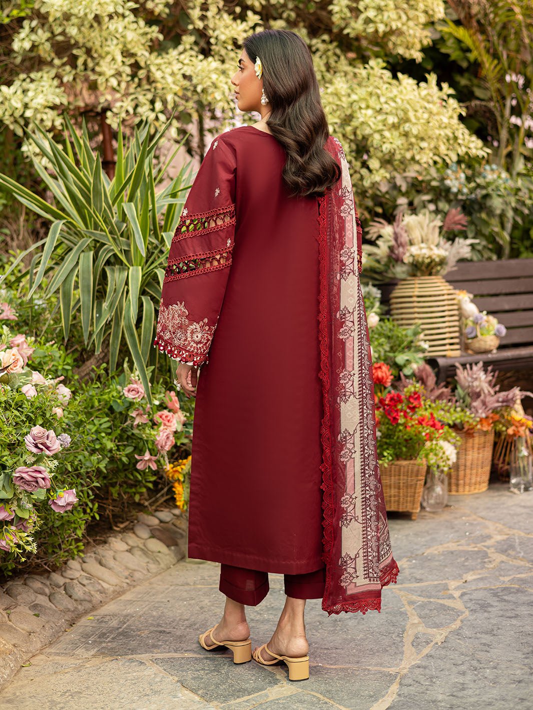 Parishay | Shangrila Luxury Lawn | SHR - 01-Brand:Parishay-Type:Ladies Clothes-Maroon-Lawn-House of Maryam- Buy in UK, USA