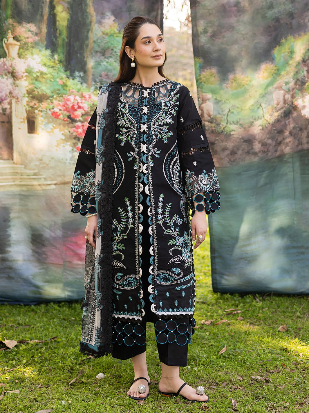 Parishay | Shangrila Luxury Lawn | SHR - 02-Brand:Parishay-Type:Ladies Clothes-Black-Lawn-House of Maryam- Buy in UK, USA