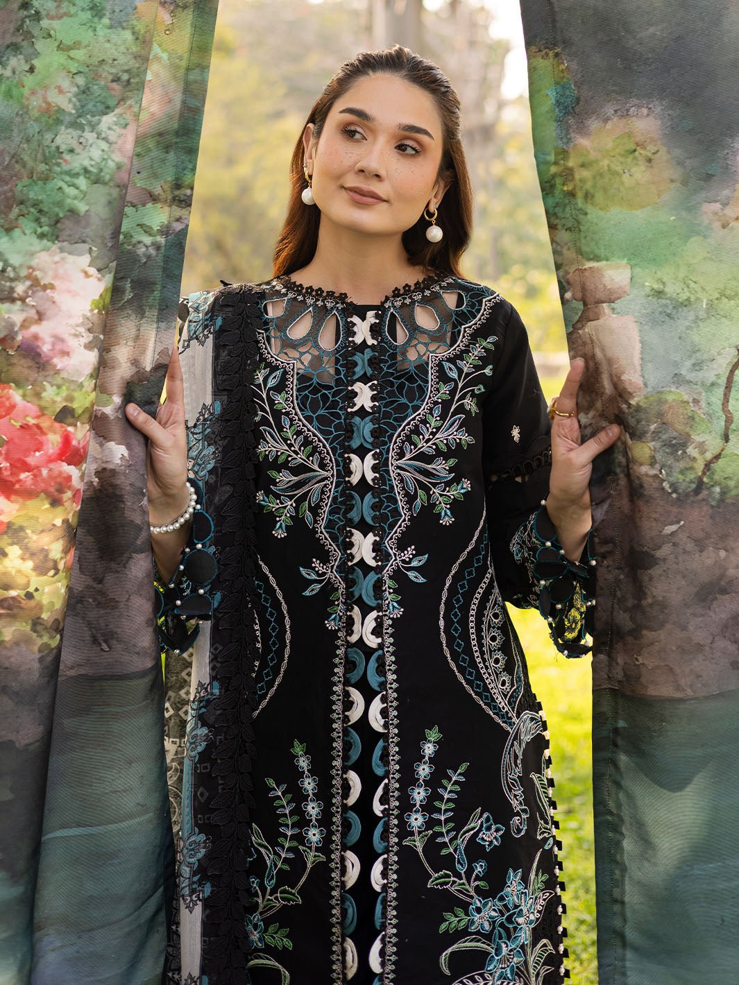 Parishay | Shangrila Luxury Lawn | SHR - 02-Brand:Parishay-Type:Ladies Clothes-Black-Lawn-House of Maryam- Buy in UK, USA