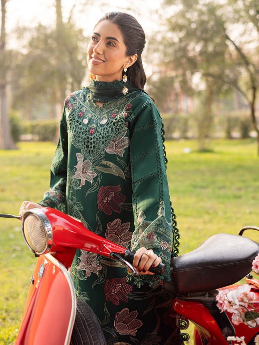 Parishay | Shangrila Luxury Lawn | SHR - 05-Brand:Parishay-Type:Ladies Clothes-Bottle Green-Lawn-House of Maryam- Buy in UK, USA