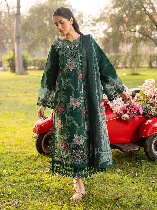 Parishay | Shangrila Luxury Lawn | SHR - 05-Brand:Parishay-Type:Ladies Clothes-Bottle Green-Lawn-House of Maryam- Buy in UK, USA
