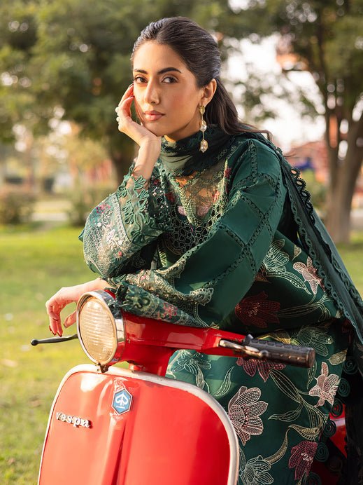 Parishay | Shangrila Luxury Lawn | SHR - 05-Brand:Parishay-Type:Ladies Clothes-Bottle Green-Lawn-House of Maryam- Buy in UK, USA