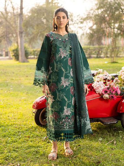 Parishay | Shangrila Luxury Lawn | SHR - 05-Brand:Parishay-Type:Ladies Clothes-Bottle Green-Lawn-House of Maryam- Buy in UK, USA