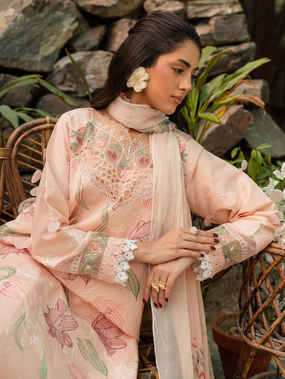 Parishay | Shangrila Luxury Lawn | SHR - 06-Brand:Parishay-Type:Ladies Clothes-Pale Peach-Lawn-House of Maryam- Buy in UK, USA