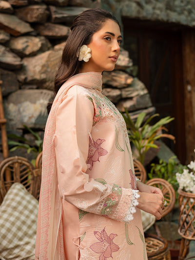 Parishay | Shangrila Luxury Lawn | SHR - 06-Brand:Parishay-Type:Ladies Clothes-Pale Peach-Lawn-House of Maryam- Buy in UK, USA