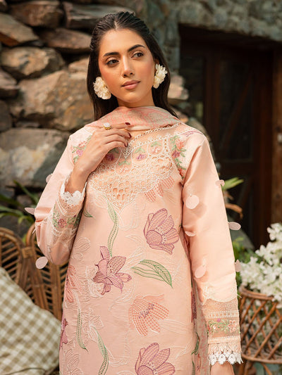 Parishay | Shangrila Luxury Lawn | SHR - 06-Brand:Parishay-Type:Ladies Clothes-Pale Peach-Lawn-House of Maryam- Buy in UK, USA