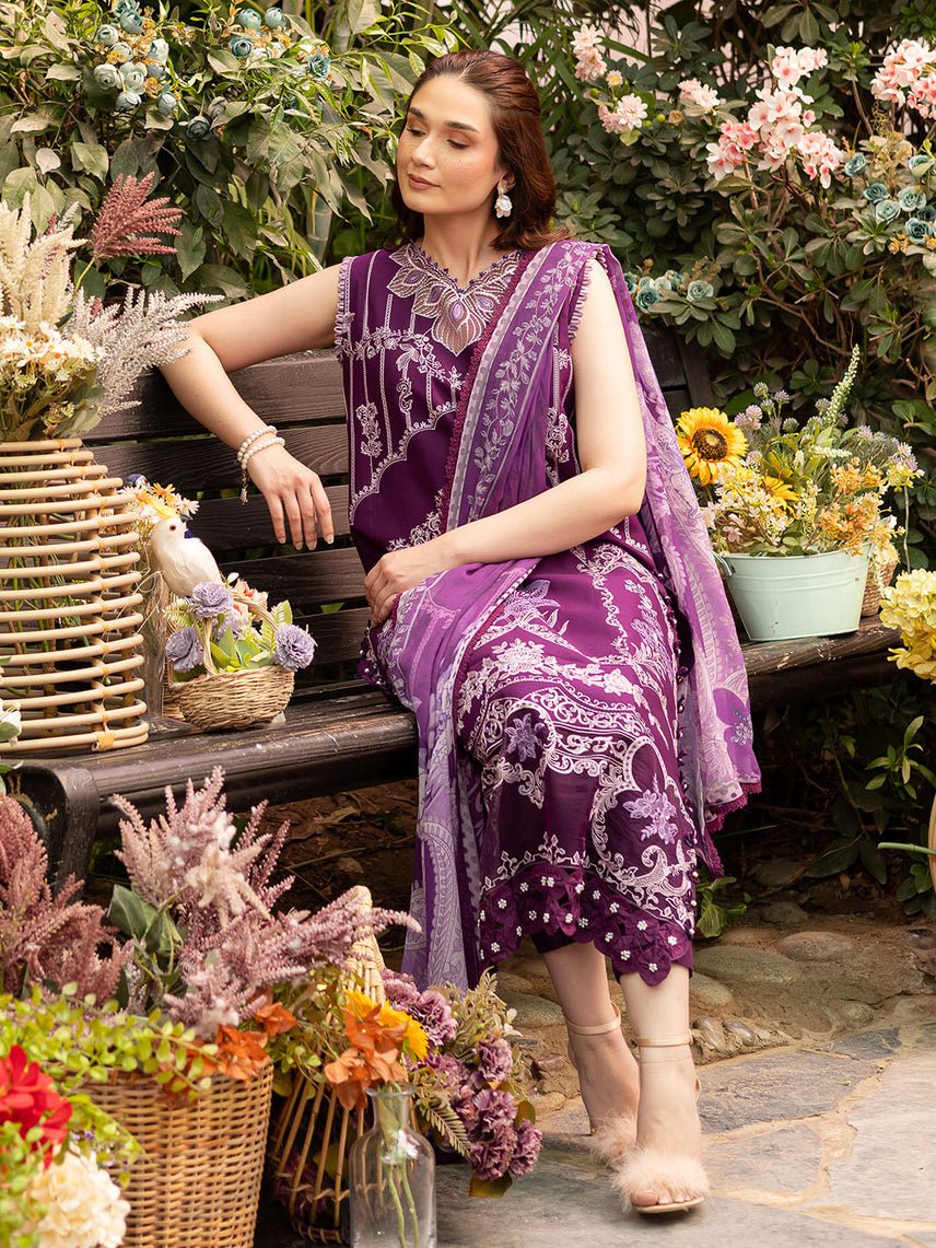 Parishay | Shangrila Luxury Lawn | SHR - 08-Brand:Parishay-Type:Ladies Clothes-Purple-Lawn-House of Maryam- Buy in UK, USA