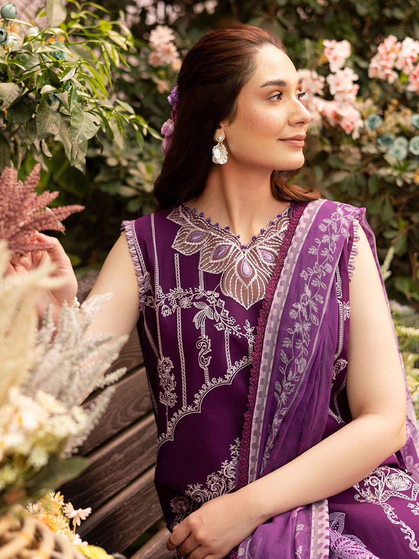 Parishay | Shangrila Luxury Lawn | SHR - 08-Brand:Parishay-Type:Ladies Clothes-Purple-Lawn-House of Maryam- Buy in UK, USA