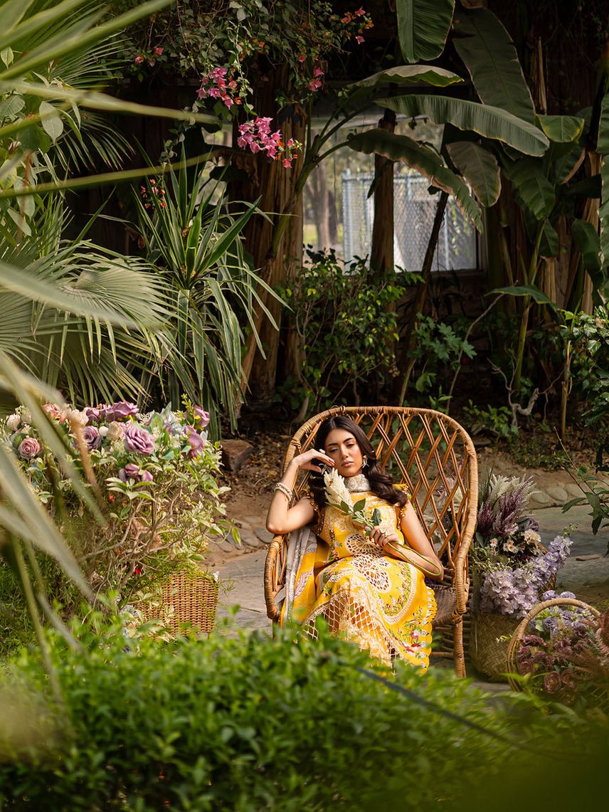 Parishay | Shangrila Luxury Lawn | SHR - 09-Brand:Parishay-Type:Ladies Clothes-Yellow-Lawn-House of Maryam- Buy in UK, USA