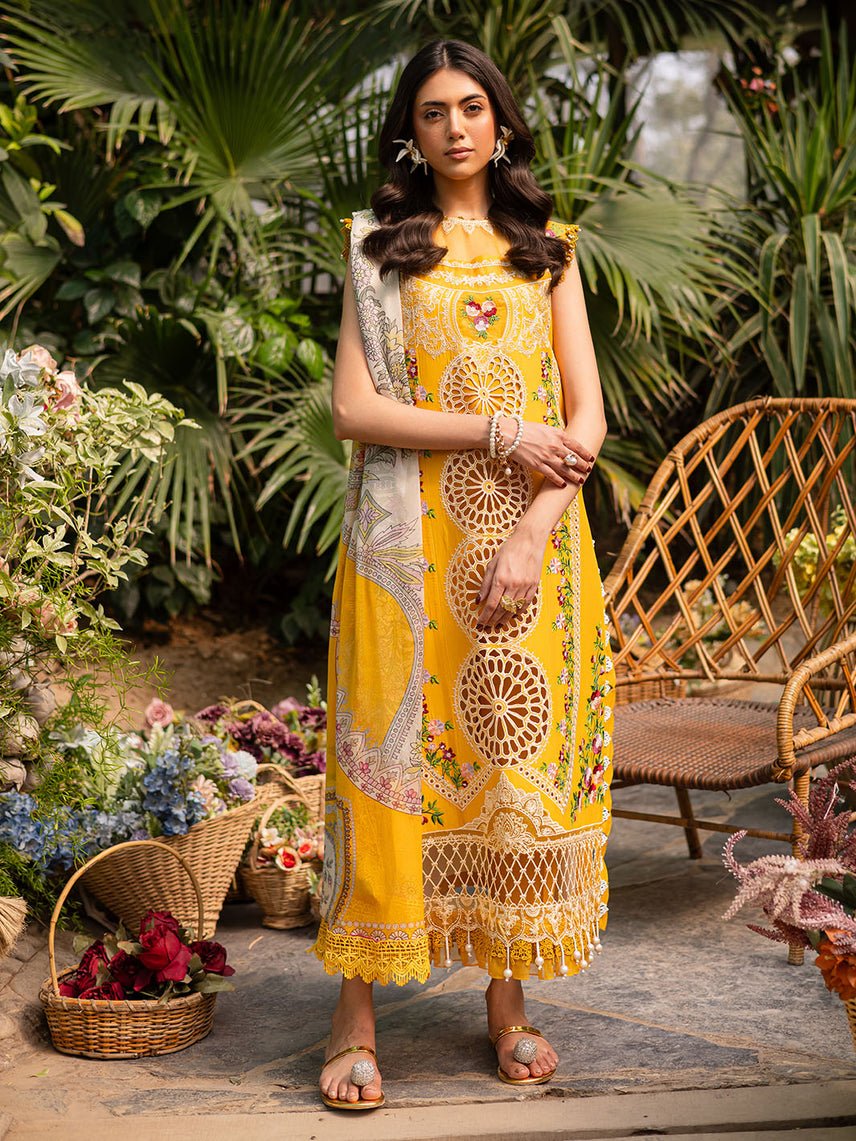 Parishay | Shangrila Luxury Lawn | SHR - 09-Brand:Parishay-Type:Ladies Clothes-Yellow-Lawn-House of Maryam- Buy in UK, USA