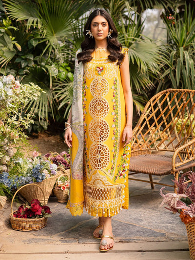Parishay | Shangrila Luxury Lawn | SHR - 09-Brand:Parishay-Type:Ladies Clothes-Yellow-Lawn-House of Maryam- Buy in UK, USA