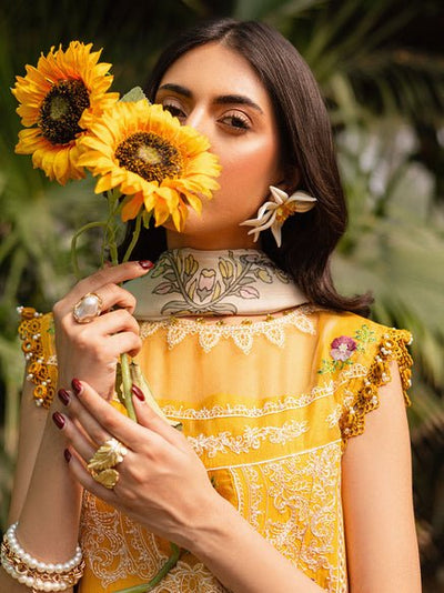 Parishay | Shangrila Luxury Lawn | SHR - 09-Brand:Parishay-Type:Ladies Clothes-Yellow-Lawn-House of Maryam- Buy in UK, USA