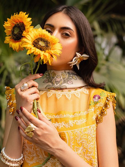 Parishay | Shangrila Luxury Lawn | SHR - 09-Brand:Parishay-Type:Ladies Clothes-Yellow-Lawn-House of Maryam- Buy in UK, USA