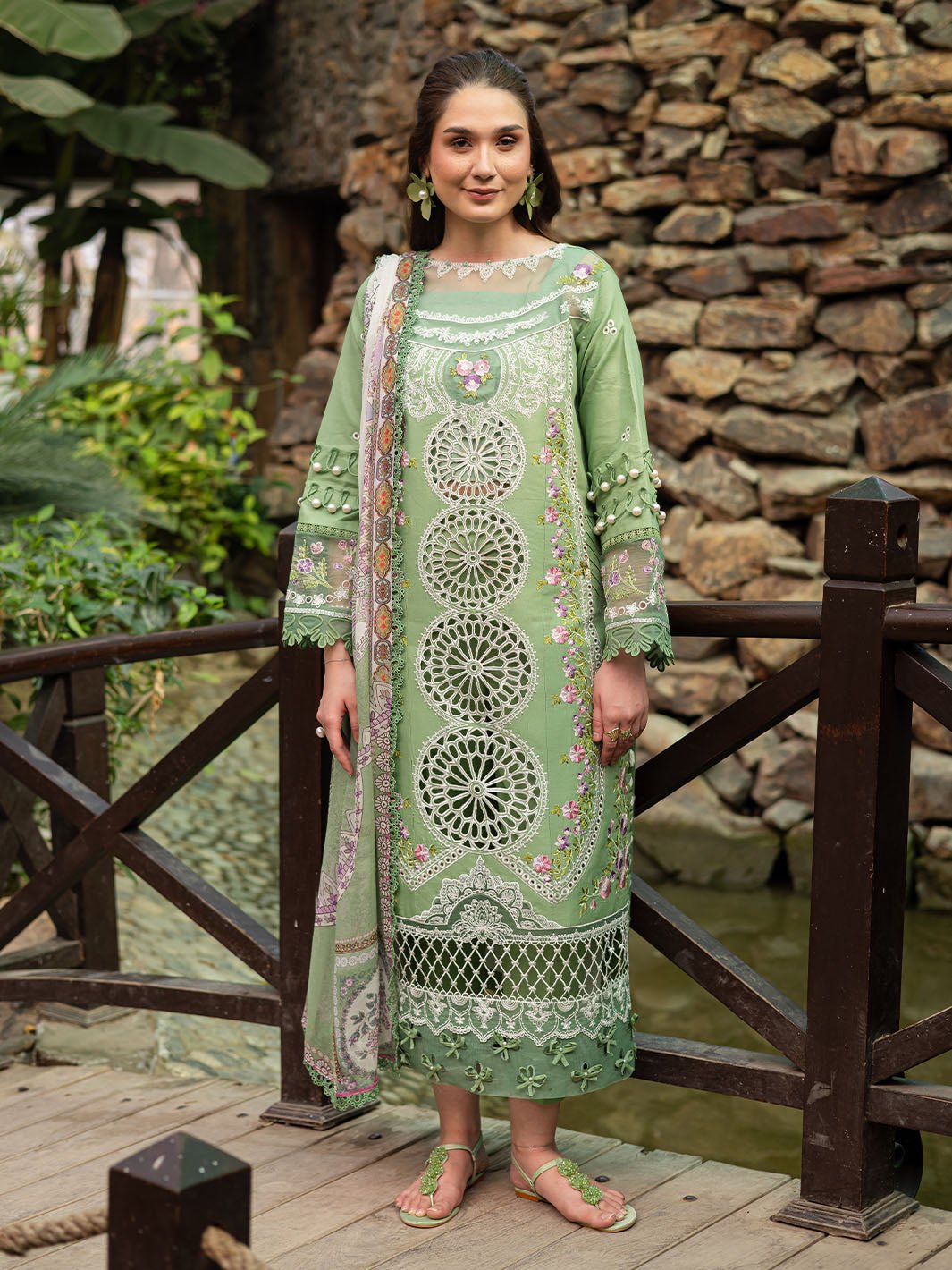 Parishay | Shangrila Luxury Lawn | SHR - 10-Brand:Parishay-Type:Ladies Clothes-Pastel Green-Lawn-House of Maryam- Buy in UK, USA