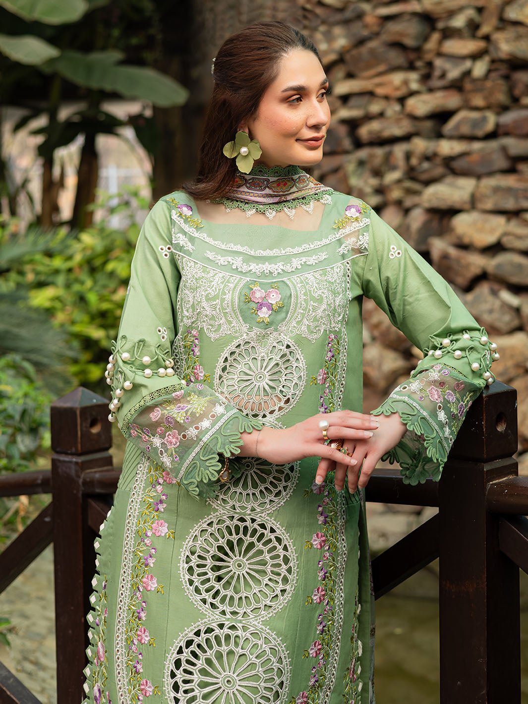 Parishay | Shangrila Luxury Lawn | SHR - 10-Brand:Parishay-Type:Ladies Clothes-Pastel Green-Lawn-House of Maryam- Buy in UK, USA