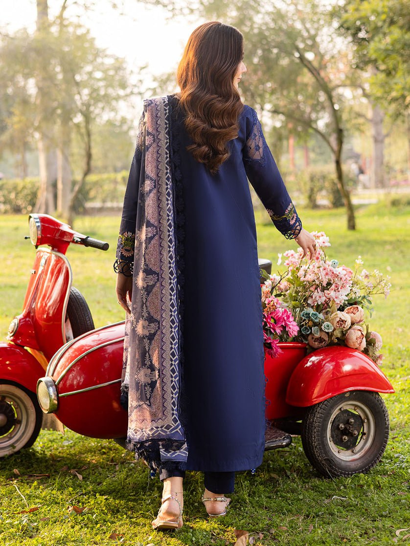 Parishay | Shangrila Luxury Lawn | SHR - 11-Brand:Parishay-Type:Ladies Clothes-Navy-Lawn-House of Maryam- Buy in UK, USA