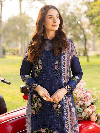Parishay | Shangrila Luxury Lawn | SHR - 11-Brand:Parishay-Type:Ladies Clothes-Navy-Lawn-House of Maryam- Buy in UK, USA
