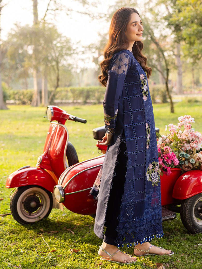 Parishay | Shangrila Luxury Lawn | SHR - 11-Brand:Parishay-Type:Ladies Clothes-Navy-Lawn-House of Maryam- Buy in UK, USA