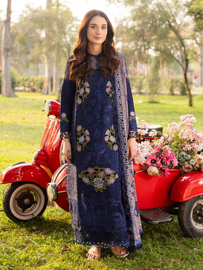 Parishay | Shangrila Luxury Lawn | SHR - 11-Brand:Parishay-Type:Ladies Clothes-Navy-Lawn-House of Maryam- Buy in UK, USA