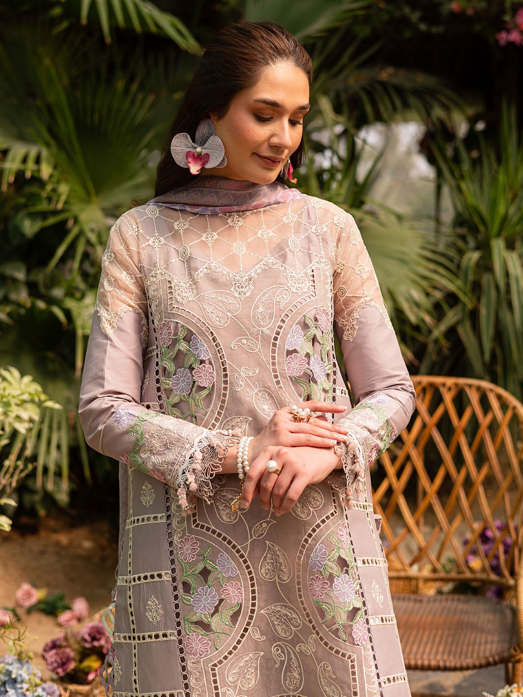 Parishay | Shangrila Luxury Lawn | SHR - 12-Brand:Parishay-Type:Ladies Clothes-Oyster Pink-Lawn-House of Maryam- Buy in UK, USA