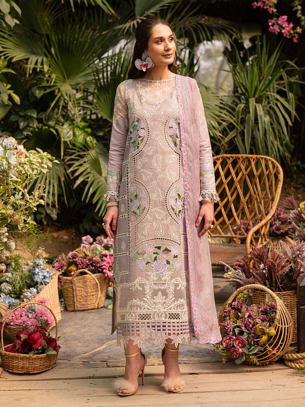 Parishay | Shangrila Luxury Lawn | SHR - 12-Brand:Parishay-Type:Ladies Clothes-Oyster Pink-Lawn-House of Maryam- Buy in UK, USA