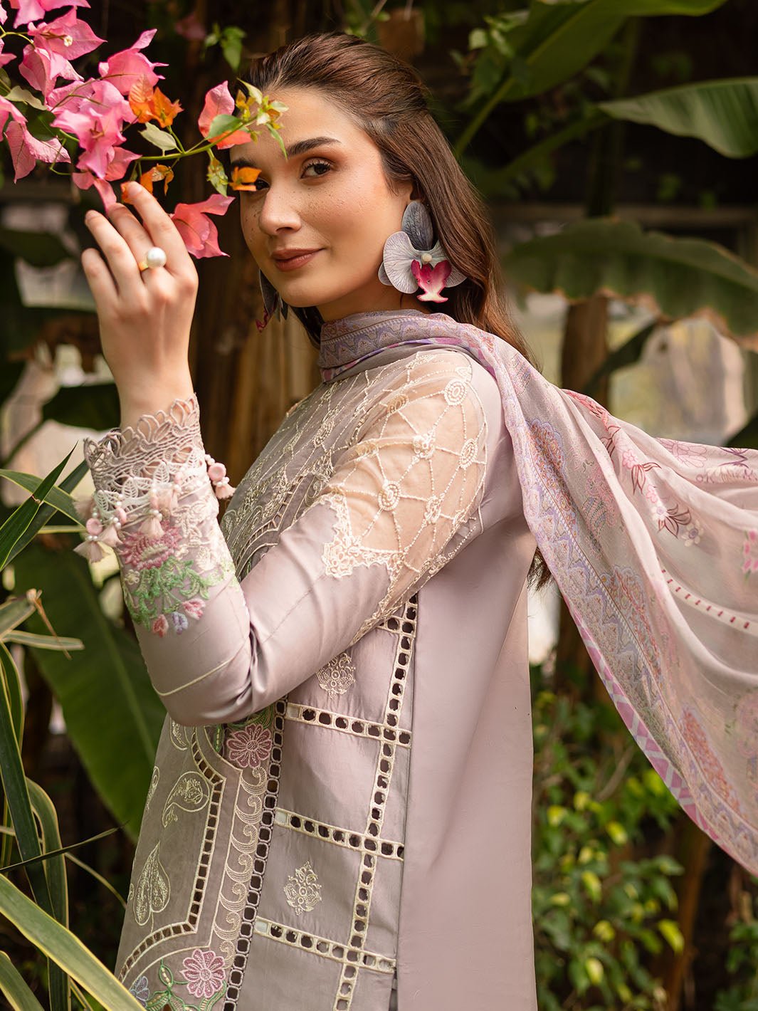 Parishay | Shangrila Luxury Lawn | SHR - 12-Brand:Parishay-Type:Ladies Clothes-Oyster Pink-Lawn-House of Maryam- Buy in UK, USA
