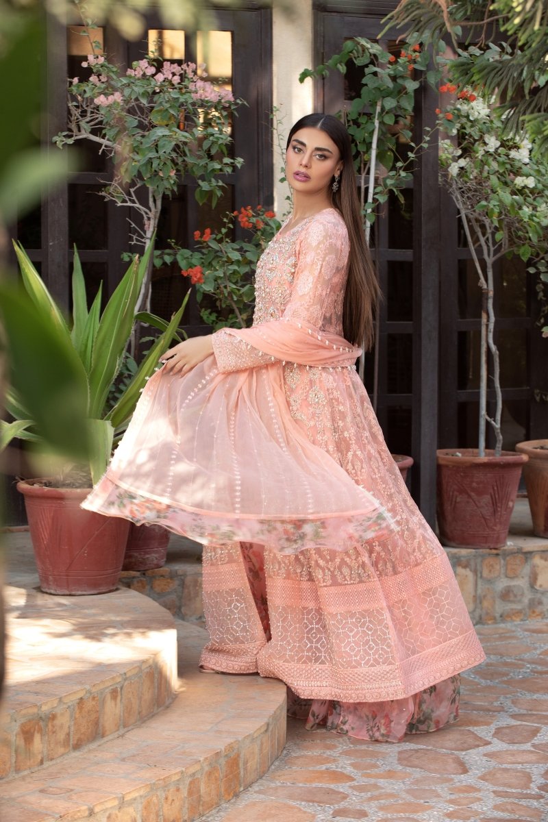 Panache | Pret | Peachy Blossom -  Panache By Mona  - Original Designer Dress - House of Maryam