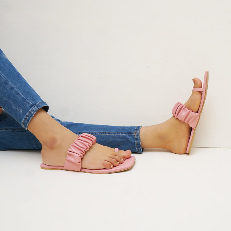 Aloha Ruffle Slides (Pink) by House of Maryam - House of Maryam