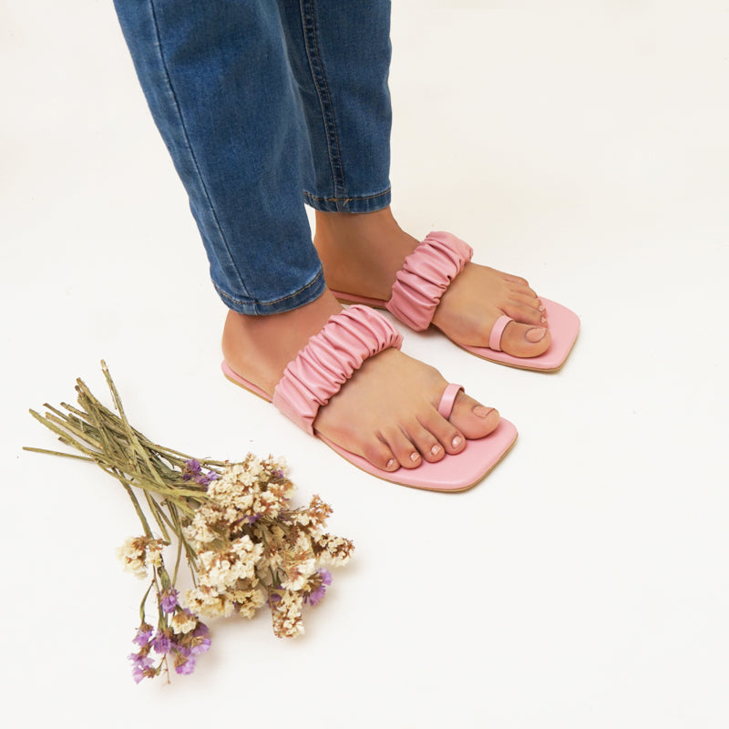 Aloha Ruffle Slides (Pink) by Designer House of Maryam - House of Maryam - Pakistani Designer Ethnic Wear in {{ shop.shopifyCountryName }}