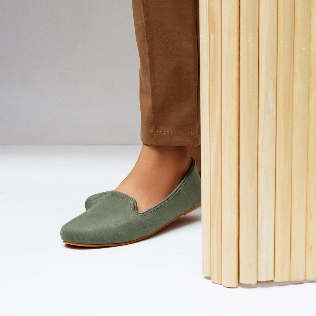 Olive Green Loafers by House of Maryam - House of Maryam