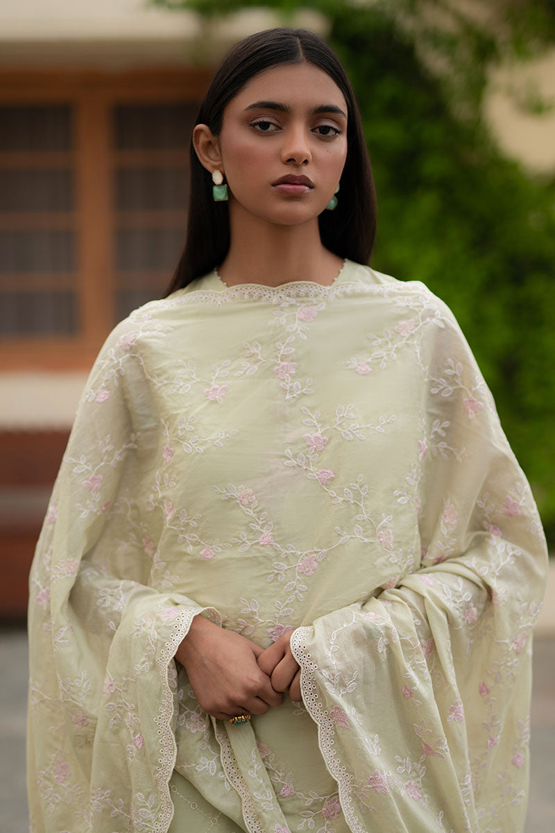 Cross Stitch | Mahiri Lawn 25 | CANARY GREEN -  Cross Stitch Ladies Clothes - Original Designer Dress - House of Maryam