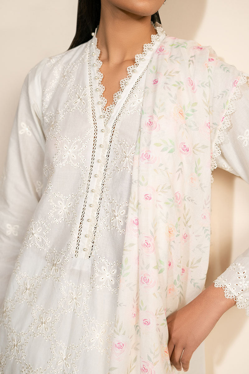 Cross Stitch | Mahiri Lawn 25 | IVORY GLINT -  Cross Stitch Ladies Clothes -  House of Maryam