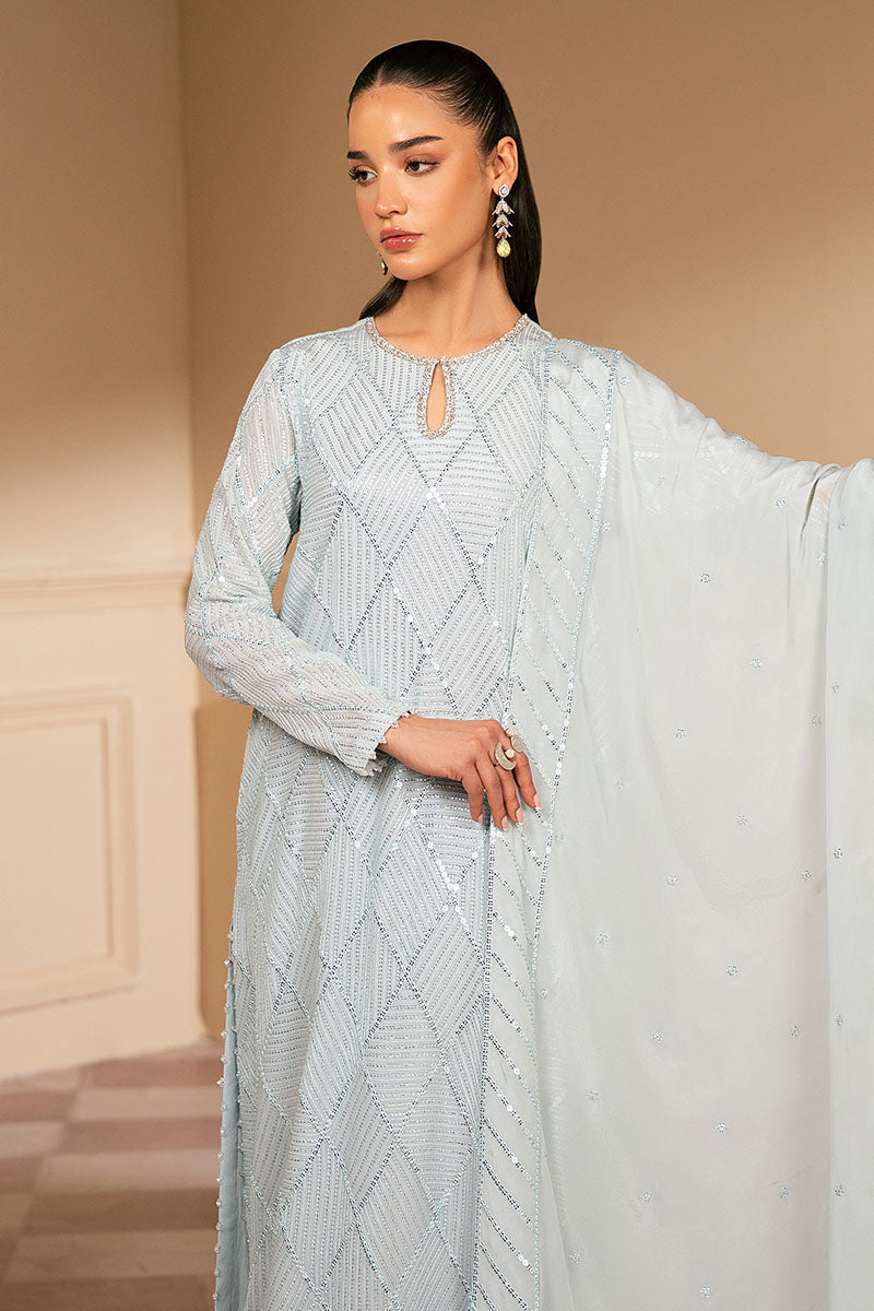 Cross Stitch | Luxury Pret | Ice Blue-3PC (Shirt, Trouser & Dupatta)-3