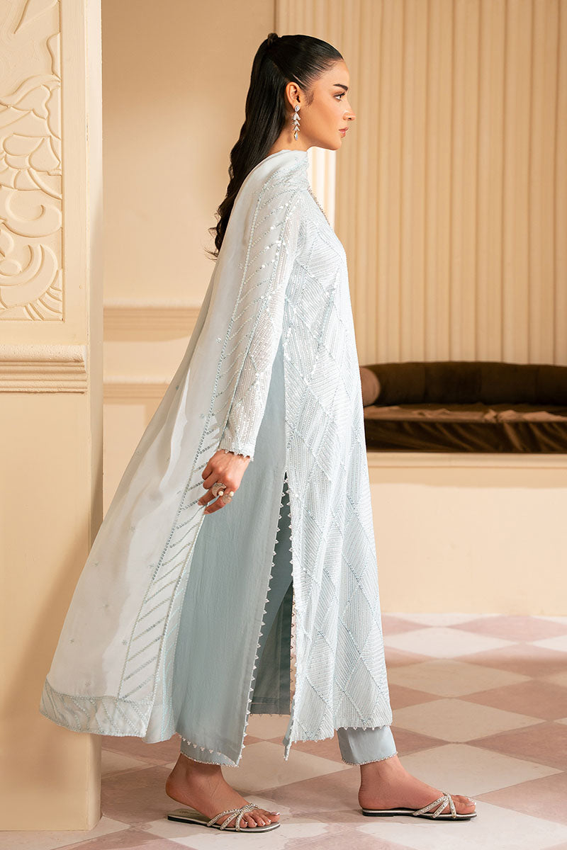 Cross Stitch | Luxury Pret | Ice Blue-3PC (Shirt, Trouser & Dupatta)-6