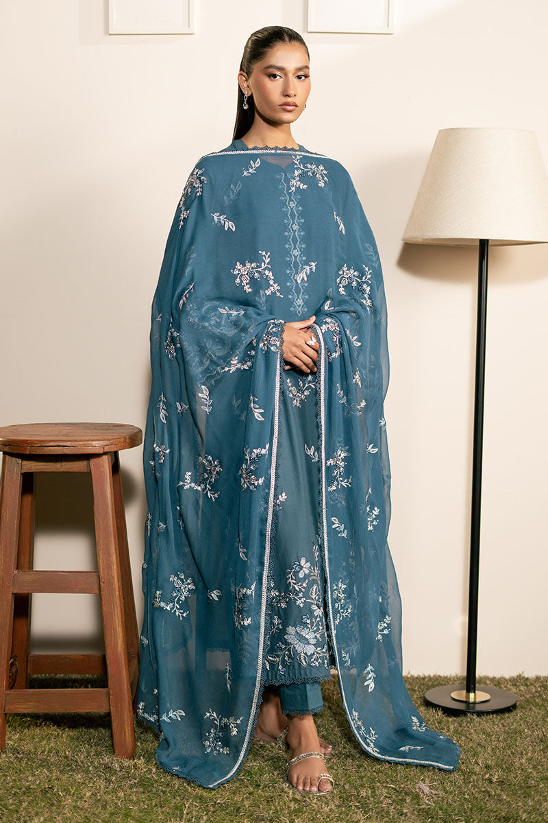 Cross Stitch | Mahiri Lawn 25 | TEAL SERENITY -  Cross Stitch Ladies Clothes - Original Designer Dress - House of Maryam