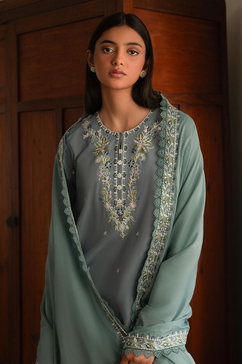 Cross Stitch | Mahiri Lawn 25 | MOONLIGHT BLUE -  Cross Stitch Ladies Clothes - Original Designer Dress - House of Maryam