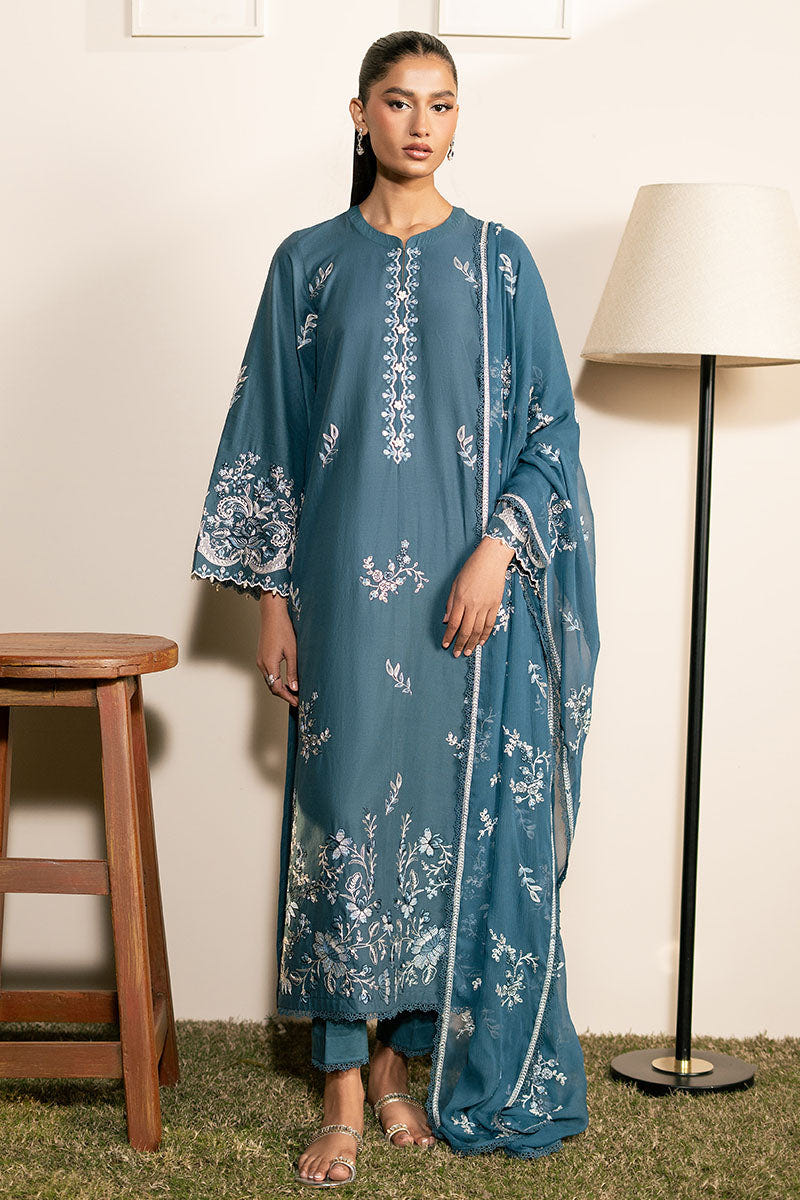 Cross Stitch | Mahiri Lawn 25 | TEAL SERENITY -  Cross Stitch Ladies Clothes - Original Designer Dress - House of Maryam