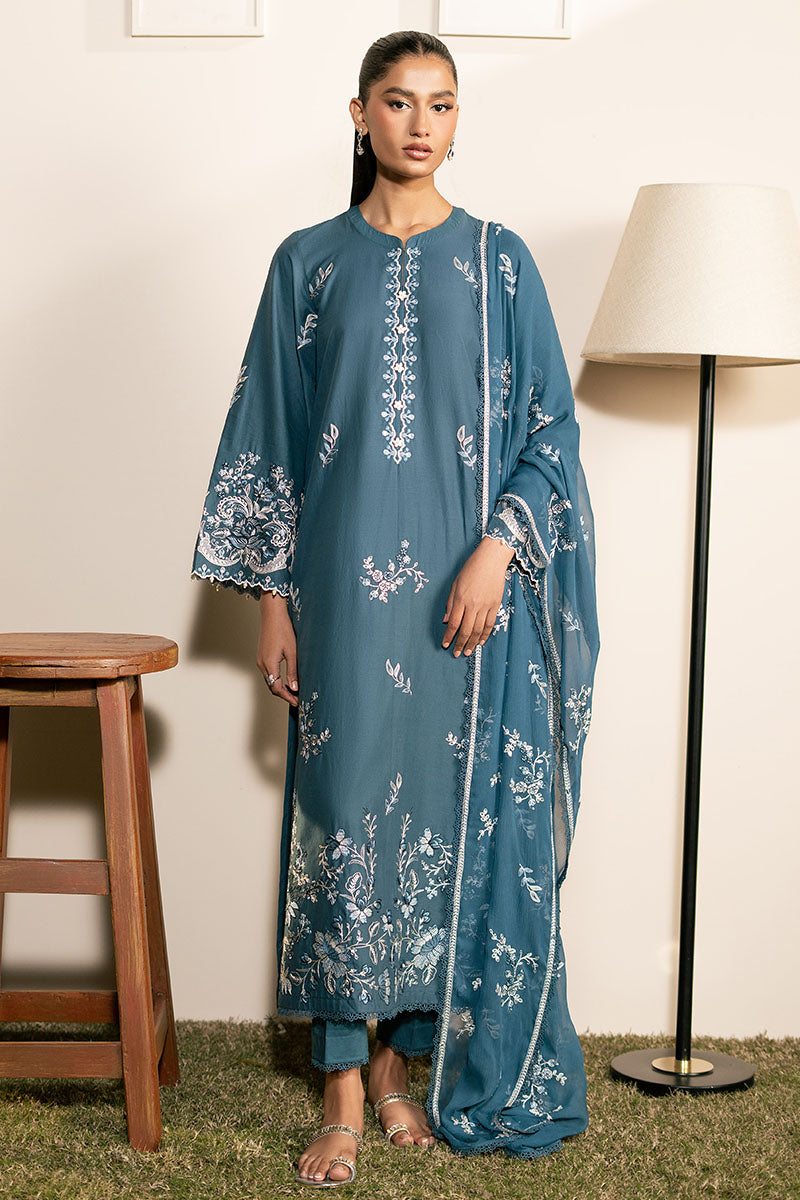 Cross Stitch | Mahiri Lawn 25 | TEAL SERENITY -  Cross Stitch Ladies Clothes -  House of Maryam