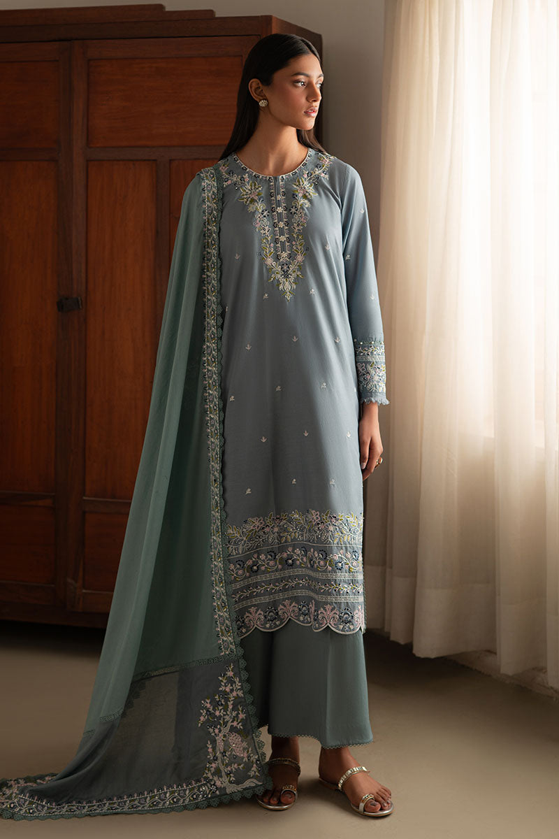 Cross Stitch | Mahiri Lawn 25 | MOONLIGHT BLUE -  Cross Stitch Ladies Clothes - Original Designer Dress - House of Maryam