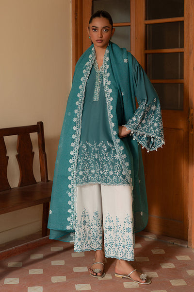 Cross Stitch | Mahiri Lawn 25 | TEAL DREAM -  Cross Stitch Ladies Clothes - Original Designer Dress - House of Maryam