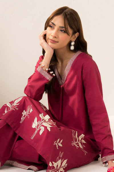 Cross Stitch | Exclusive Pret | Cerise Glow -2 PC (Shirt & Trouser)