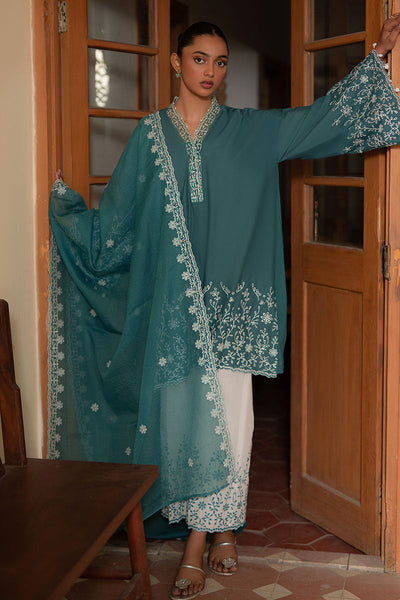 Cross Stitch | Mahiri Lawn 25 | TEAL DREAM -  Cross Stitch Ladies Clothes - Original Designer Dress - House of Maryam