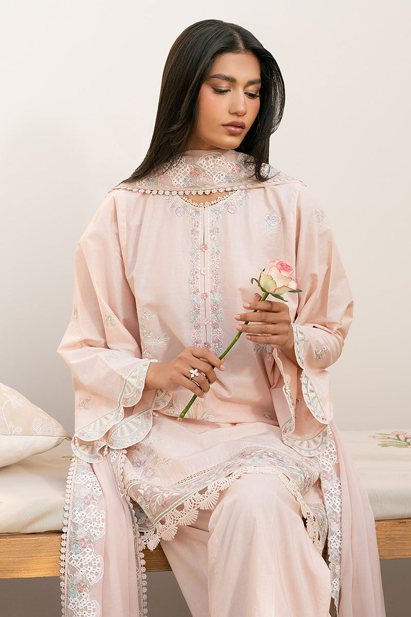 Cross Stitch | Mahiri Lawn 25 | PEACH BLOOM -  Cross Stitch Ladies Clothes - Original Designer Dress - House of Maryam