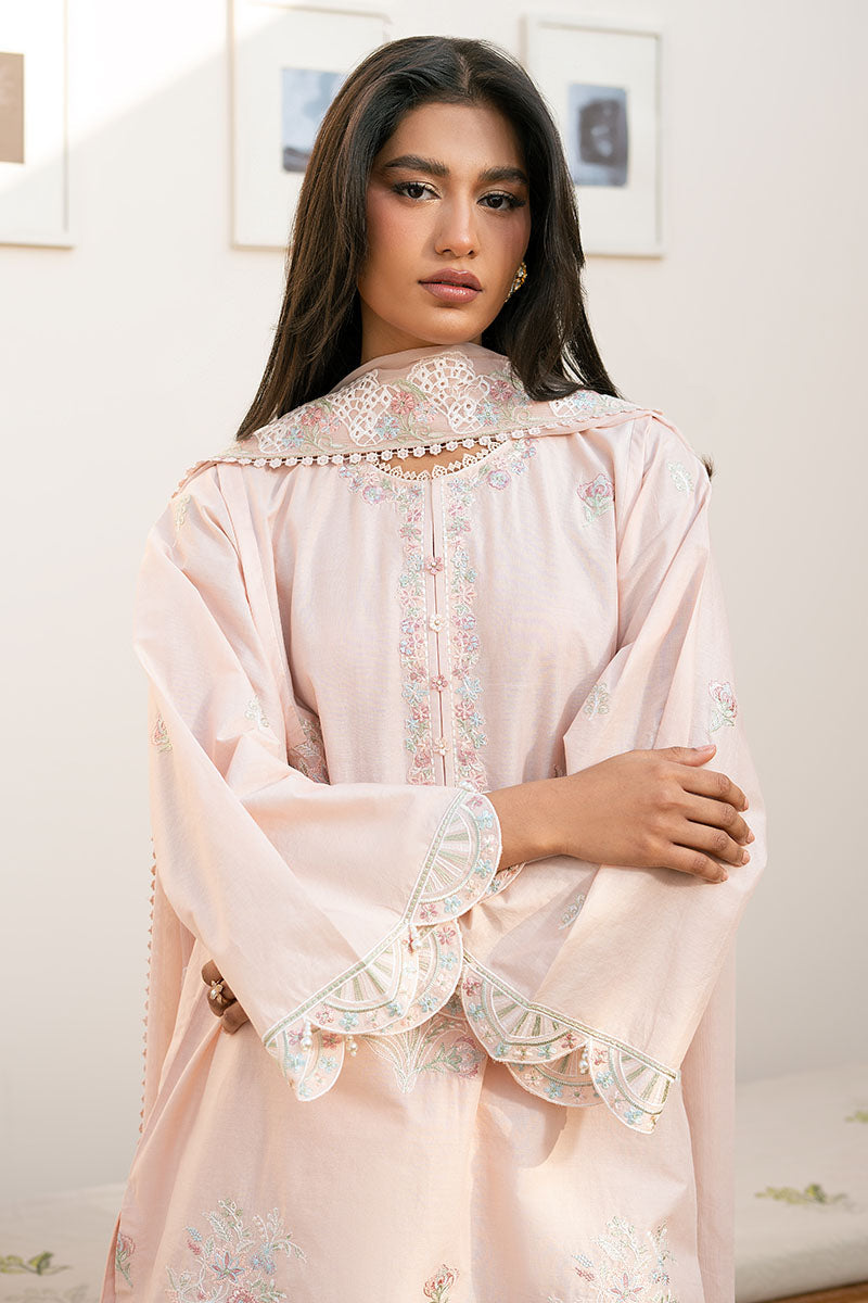 Cross Stitch | Mahiri Lawn 25 | PEACH BLOOM -  Cross Stitch Ladies Clothes - Original Designer Dress - House of Maryam